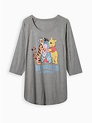 Disney Winnie the Pooh Friends Cotton Crew Neck Raglan Sleeve Top, GREY, hi-res
