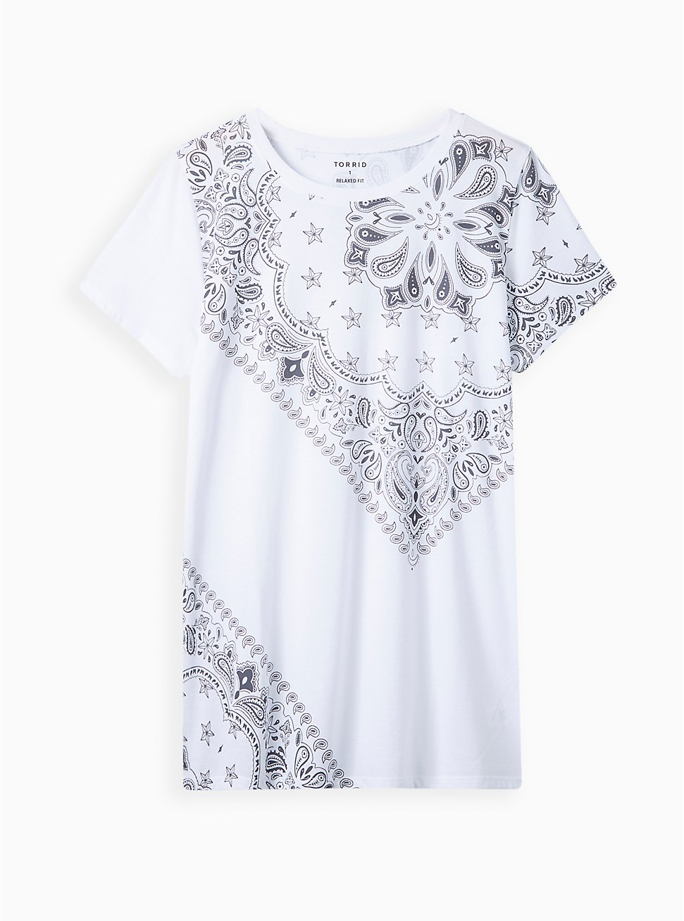 Relaxed Fit Crew Tee – Signature Jersey Bandana White, BRIGHT WHITE, hi-res