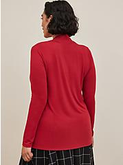 Plus Size Studio Tissue Jersey Turtleneck Top, RED, alternate