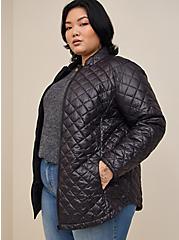 Nylon Quilted Puffer Jacket, DEEP BLACK, alternate