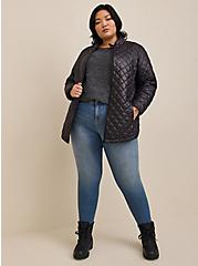 Nylon Quilted Puffer Jacket, DEEP BLACK, hi-res