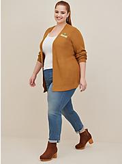 Scooby Doo Scooby Cardigan Open Front Sweater, BROWN, alternate