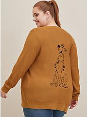 Plus Size Scooby Doo Scooby Cardigan Open Front Sweater, BROWN, hi-res