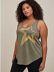 Scoop Neck Active Tank - Performance Core Dusty Olive, DUSTY OLIVE, hi-res