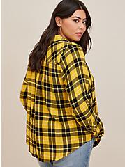 Lizzie Crinkle Flannel Gauze Button-Up Shirt, PLAID YELLOW, alternate