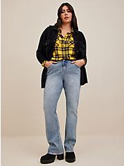 Lizzie Crinkle Flannel Gauze Button-Up Shirt, PLAID YELLOW, hi-res