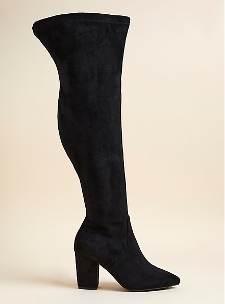 Over The Knee Pointed Toe Boot (WW), BLACK, alternate