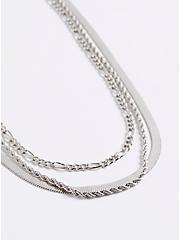 Plus Size Chain Layered Necklace - Silver Tone, , alternate