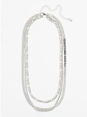 Plus Size Chain Layered Necklace - Silver Tone, , hi-res