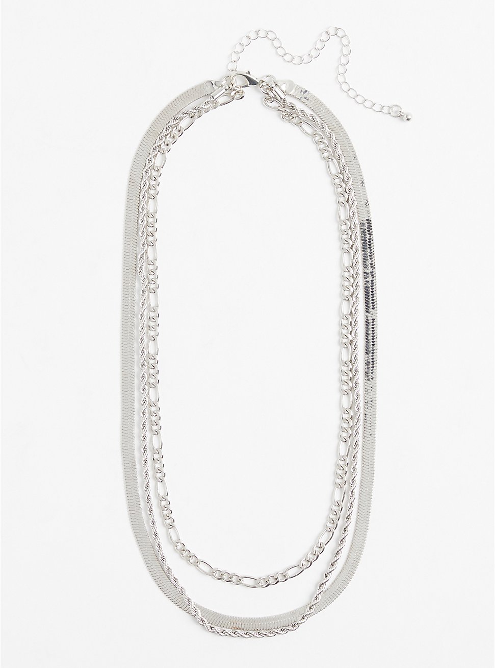 Plus Size Chain Layered Necklace - Silver Tone, , hi-res