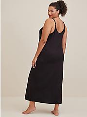Cotton Modal Midi Slip Lounge Gown, DEEP BLACK, alternate
