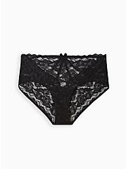 Lace Hipster Panty With Bow Cage Back - Black, RICH BLACK, hi-res