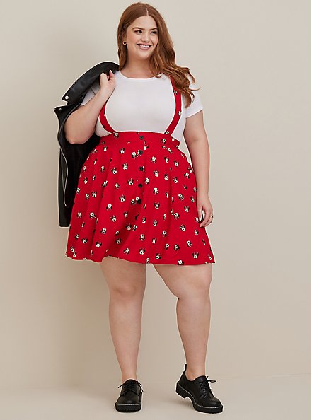 Plus Size Disney Minnie Mouse Mini Skirtall - Challis Red, MULTI, alternate