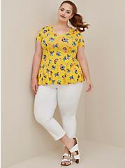 Plus Size Disney Lilo & Stitch Fit & Flare Top - Slub Jersey Yellow, MULTI, alternate