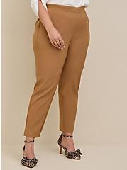 Pull-On Relaxed Taper Studio Refined Crepe High-Rise Pant, BROWN, alternate