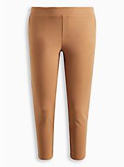 Pull-On Relaxed Taper Studio Refined Crepe High-Rise Pant, BROWN, hi-res