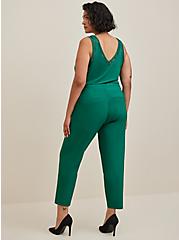 Pull-On Relaxed Taper Studio Refined Crepe High-Rise Pant, GREEN, alternate