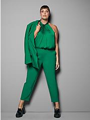 Pull-On Relaxed Taper Studio Refined Crepe High-Rise Pant, GREEN, hi-res