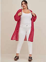 Plus Size Longline Zip Up Jacket - Chiffon Pink, MAGENTA, hi-res
