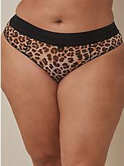 Simply Mesh Mid-Rise Thong Panty, FIFTIES LEOPARD BEIGE, alternate