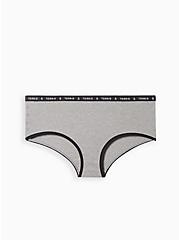 Cotton Mid Rise Cheeky Logo Panty, HEATHER GREY, hi-res