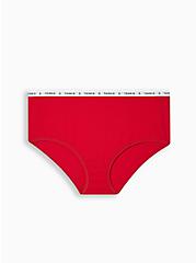 Cotton Mid-Rise Brief Logo Panty, JESTER RED, hi-res