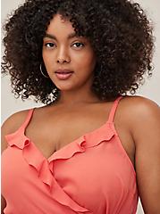 Georgette Ruffle Front Cami, CORAL, alternate