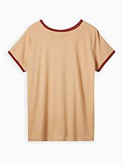 #TorridStrong Classic Fit Signature Jersey Crew Neck Ringer Tee, BROWN, alternate