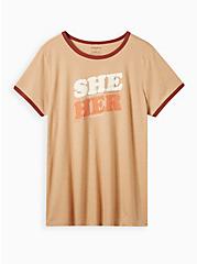 Plus Size Classic Fit Crew Neck Ringer Tee - Signature Jersey She Her Coffee, COFFEE, hi-res