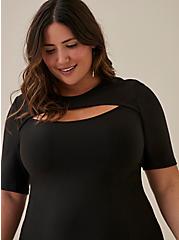 Plus Size Bodycon Cutout Dress - Studio Knit Black, BLACK, alternate