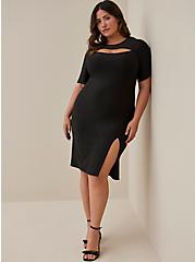 Plus Size Bodycon Cutout Dress - Studio Knit Black, BLACK, hi-res