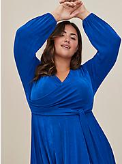 Plus Size Surplice Skater Dress - Studio Knit Blue , COBALT, alternate