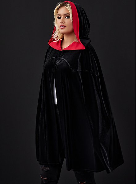Halloween Costume Velvet Short Cloak, BLACK, hi-res