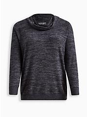 Super Soft Plush Cowl Neck Long Sleeve Tunic Sweatshirt, HEATHER GREY, hi-res