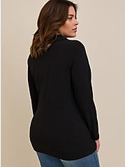 Plus Size Studio Knit Shirred Front Button-Front Shirt, DEEP BLACK, alternate