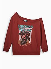 Brooks & Dunn Cozy Fleece Off-Shoulder Sweatshirt, BROWN, hi-res