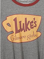 Plus Size Gilmore Girls Luke's Diner Classic Fit Cotton Ringer Tee, MEDIUM HEATHER GREY, alternate
