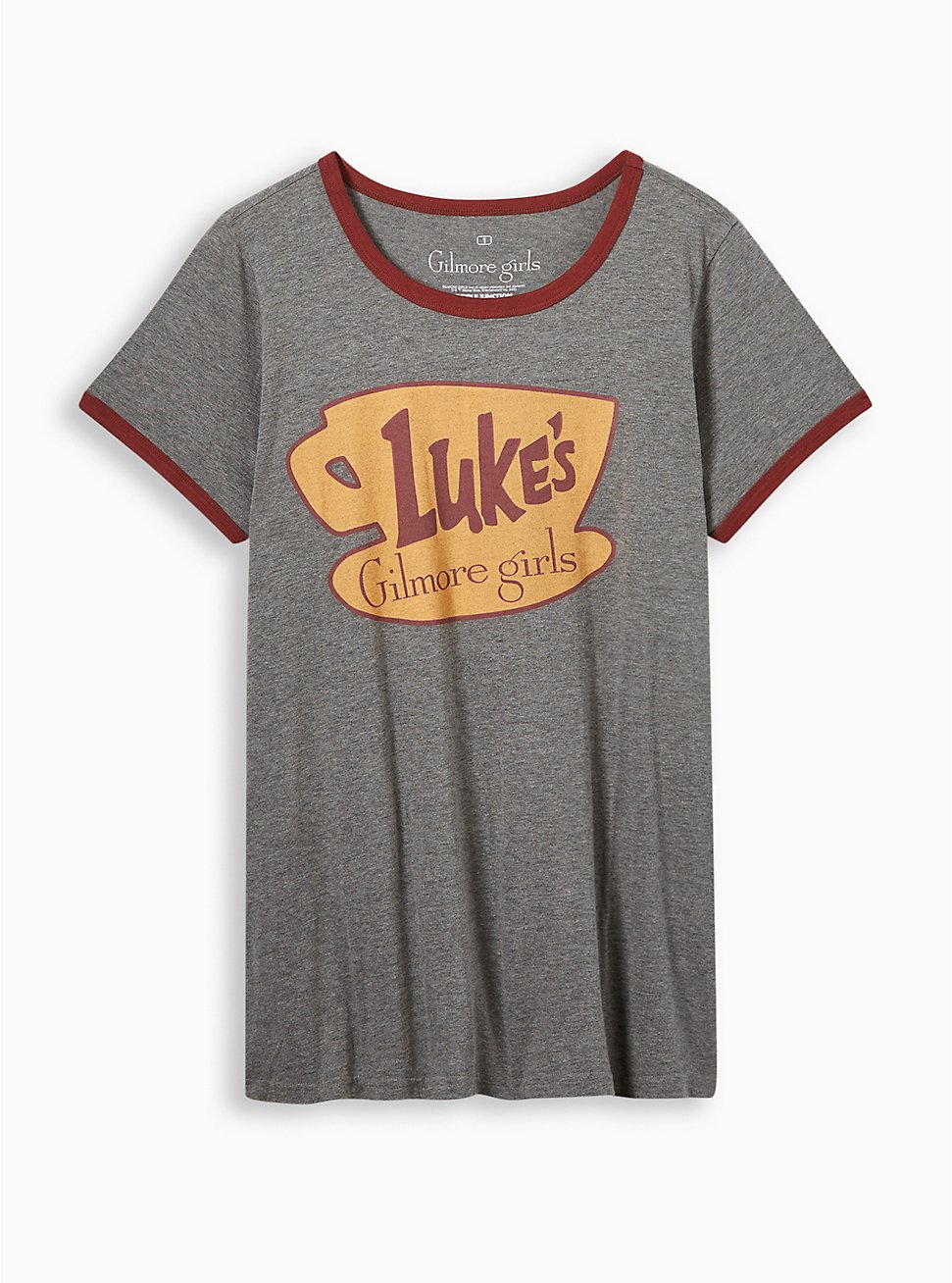 Plus Size Gilmore Girls Luke's Diner Classic Fit Cotton Ringer Tee, MEDIUM HEATHER GREY, hi-res