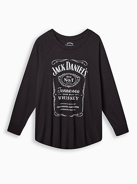 Jack Daniel's Classic Fit Cotton Raglan Long Sleeve Top, DEEP BLACK, hi-res
