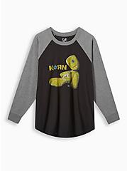 Korn Doll Classic Fit Cotton Raglan Long Sleeve Top, DEEP BLACK, hi-res