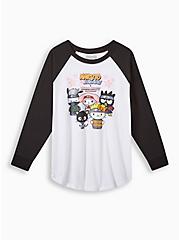 Plus Size Hello Kitty Naruto Classic Fit Cotton Raglan Long Sleeve Top, BRIGHT WHITE, hi-res
