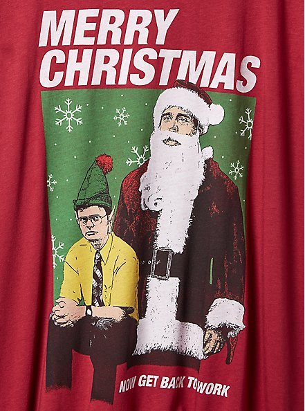The Office Merry Christmas Classic Fit Cotton Ringer Tee, JESTER RED, alternate