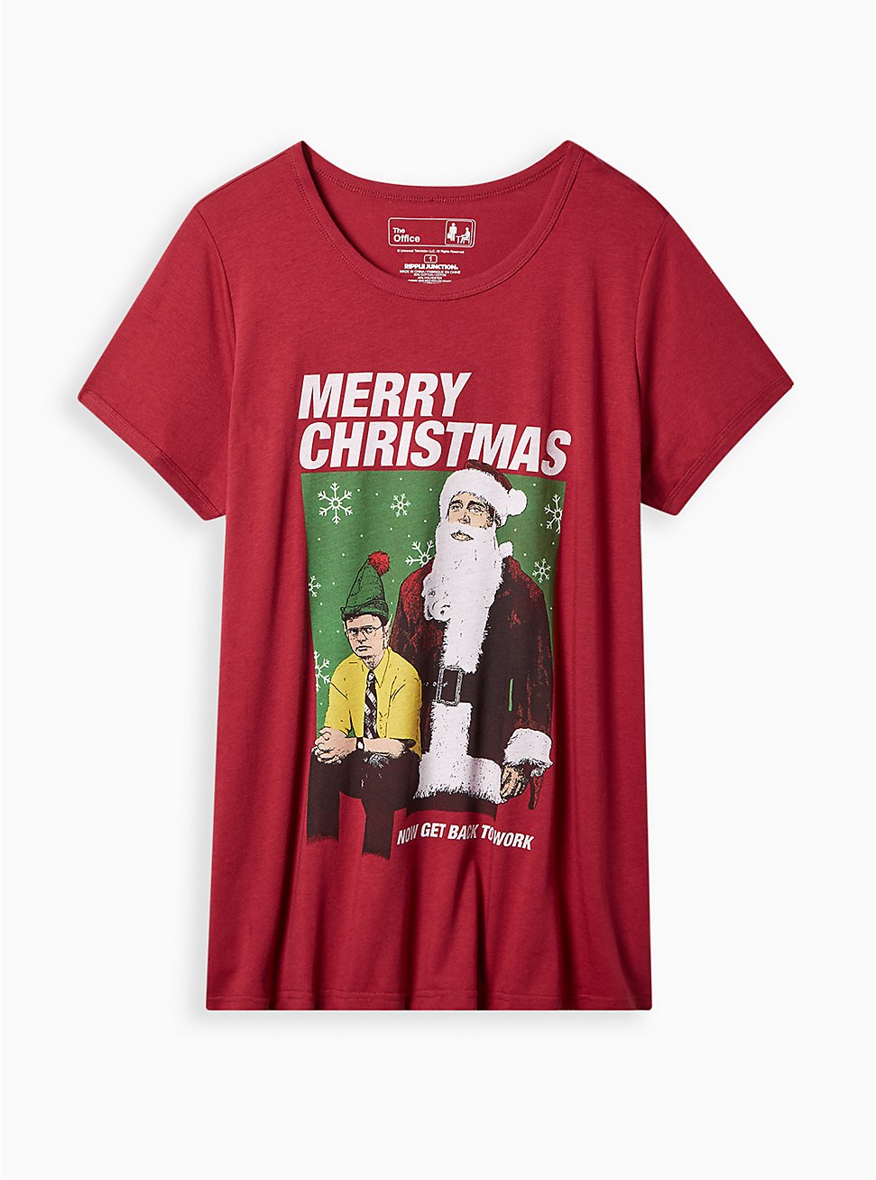 The Office Merry Christmas Classic Fit Cotton Ringer Tee, JESTER RED, hi-res
