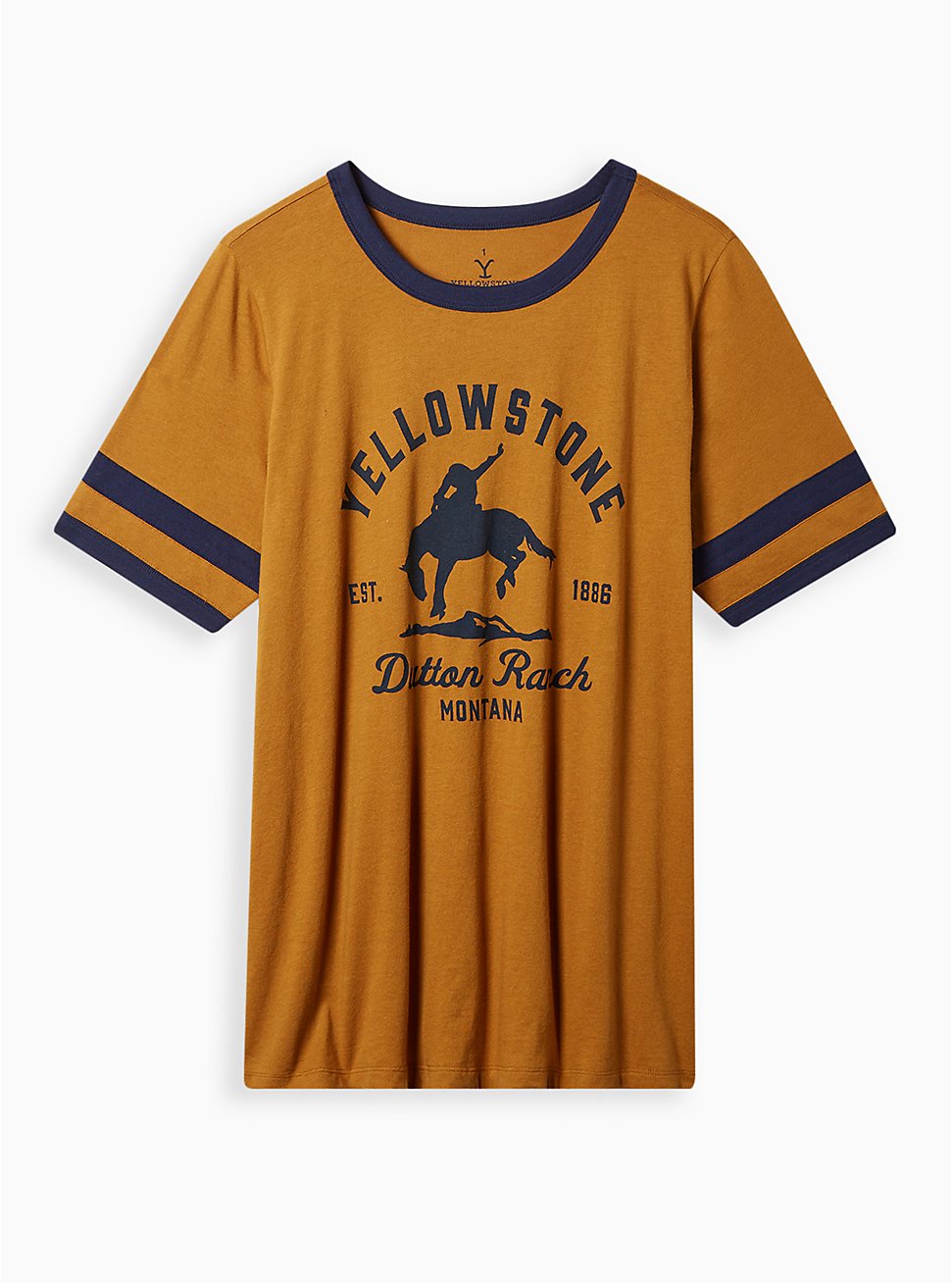 Yellowstone Classic Fit Cotton Ringer Tee, GOLD, hi-res