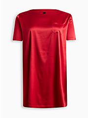 Dream Satin Pocket Sleep T-Shirt Gown, JESTER RED, hi-res