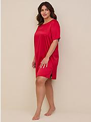Dream Satin Pocket Sleep T-Shirt Gown, JESTER RED, hi-res