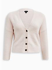 Plus Size Teddy Button Down Long Sleeve Lounge Cardigan, IVORY, hi-res