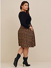 Plus Size Mini Sweater Knit & Challis Woven Dress, FLORAL BLACK, alternate