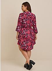 Plus Size Mini Studio Crepe de Chine Shirt Dress, FLORAL PURPLE, alternate
