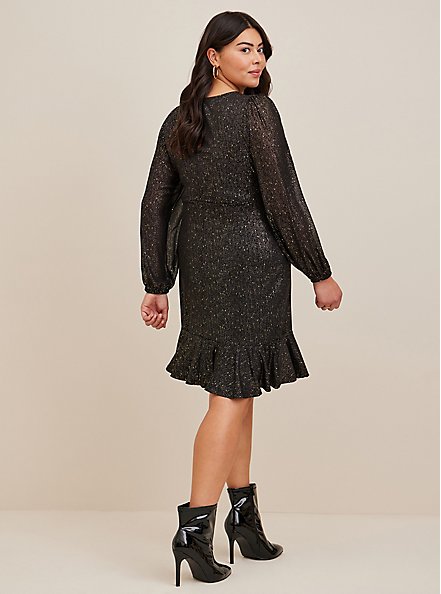 Mini Studio Knit Ruched Dress, BLACK GOLD, alternate
